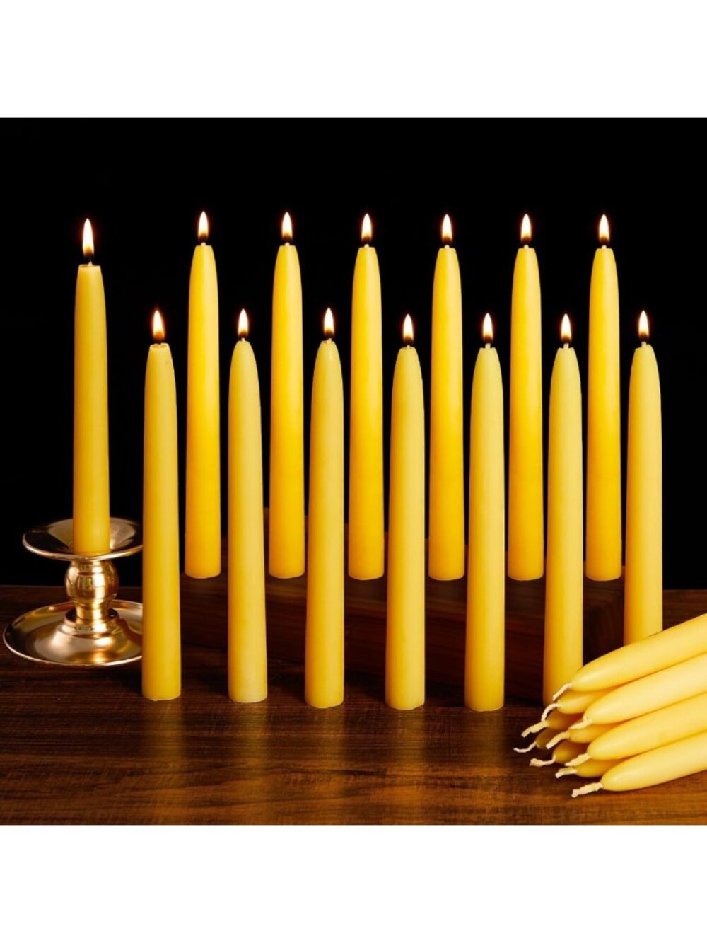 Beeswax Candle Set - 12 Tea Lights, 12 Taper & 3 Pillar Candles | Unscented